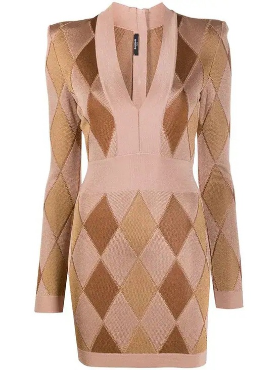 Balmain Dresses & Skirts - BALMAIN Diamond-Pattern Mini Dress